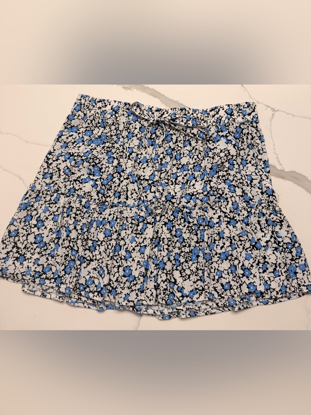 Zara Blue and White Floral Smocked Waist Skort
